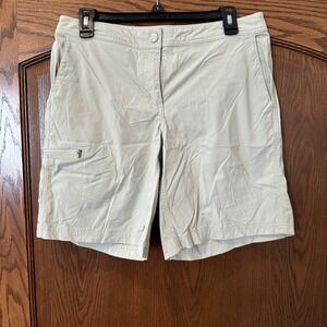 LL Bean Women's Shorts Beige Nylon Blend Casual Hiking Outdoor Size 10